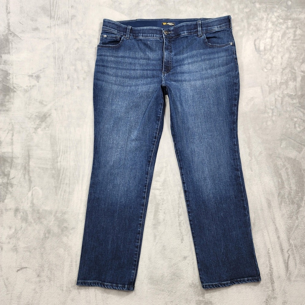 Lee Jeans Womens 22W Blue Mid Rise Straight Flex Motion Stretch Denim Casual